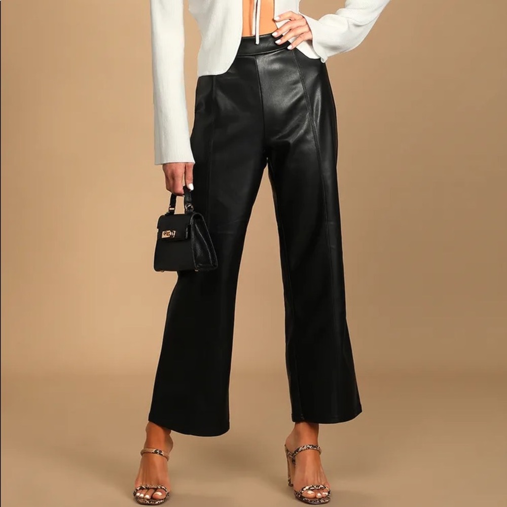 Black Vegan Leather Straight Leg Pants